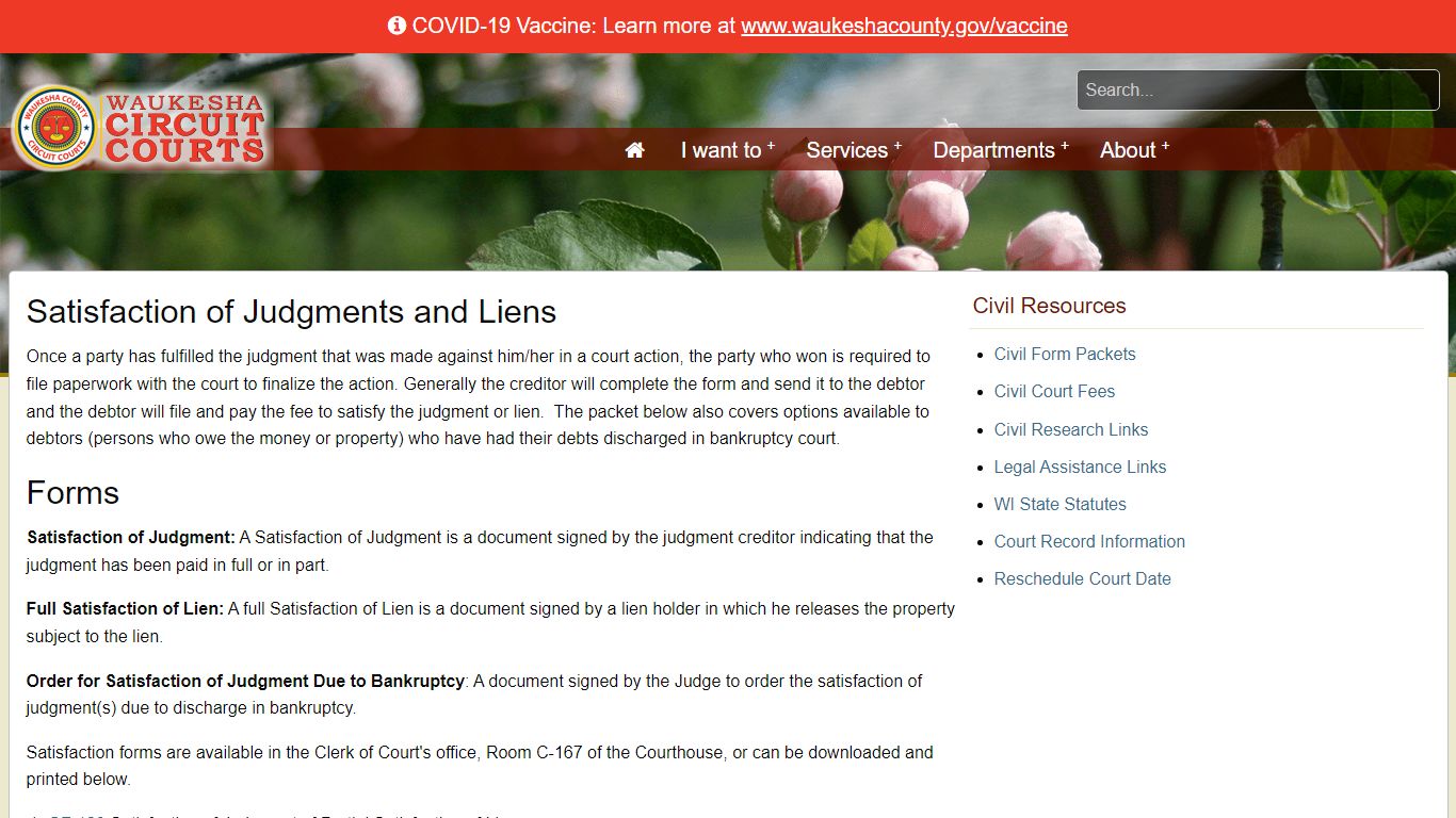Waukesha County - Satisfactions of Judgments and Liens